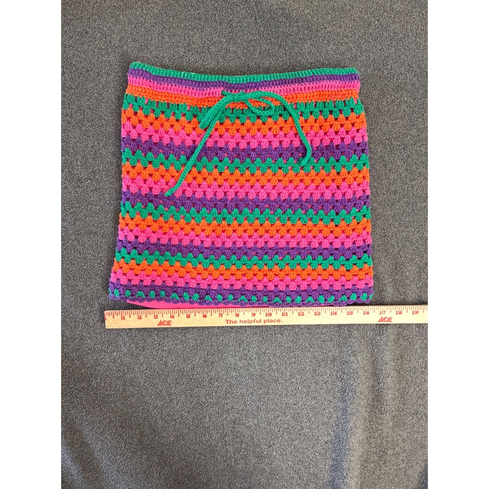 Handmade‎ Crochet Mini Skirt Womens M Multi Color Excellent Boho Granny Stitch - Picture 7 of 7
